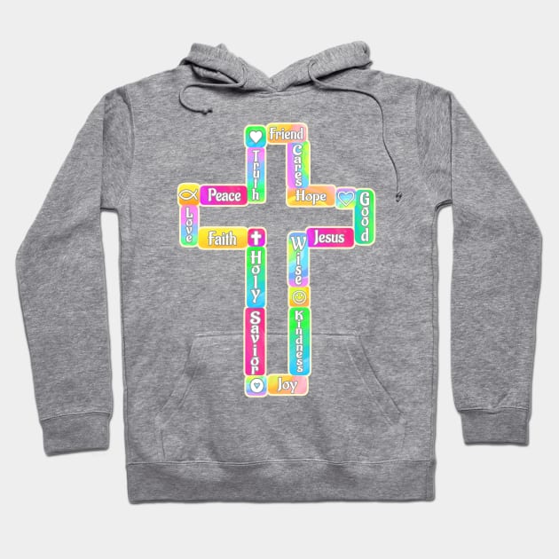 Decorative Cross with Christian Words Hoodie by AlondraHanley